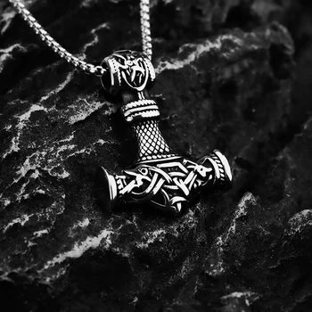 Nordijska Vikingi Kladivo Rune, Ogrlico, Obesek, Moda za Moške Dolge Talisman Moda Obleko Holiday Gift Matching
