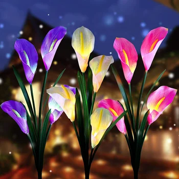 LED travnik Osvetlitev Okrasni Vrt Multi-barvni Spreminjanje Svetilke Calla Lily Cvet Sončne Nepremočljiva Prostem Led Vložek Lightsing