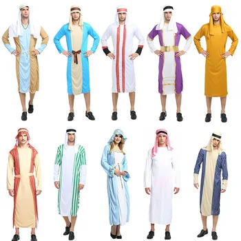 Odrasli Moški Moški Savdska Arabski Dolg Rokav Haljo Dubaj Ramadana Muslimansko Obleko Bližnjem Vzhodu, Islamski In Oblačila Halloween Kostum Cosplay