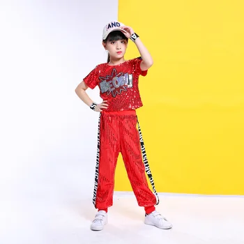Otroci Modern Jazz Ples Kostum Bleščica Otrok Hip Hop Dvorana Uspešnosti Ples Obrabe, Fantje Ulične Mode Obleke