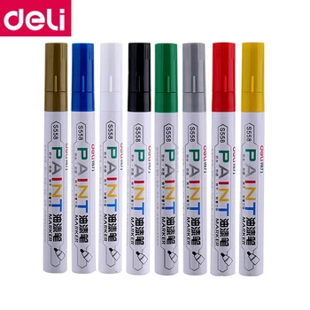 1PCS 3PCS Deli s558# stalno flomaster 2 mm črna, modra, rdeča, srebrna, rdeča, 8 barv ce pero, na oljni osnovi črnila flomaster