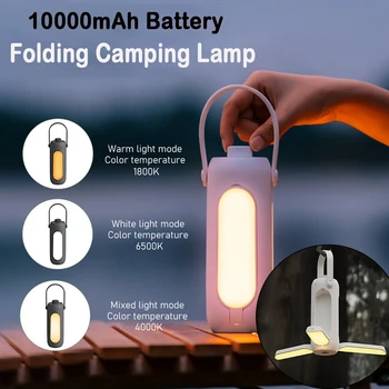 10000mAh Baterije Zložljiva Kamp Luči Šotor Lučka za Prenosni LED USB Polnilne Zasilna Svetilka Visi Svetlobe Svetilko za na Prostem