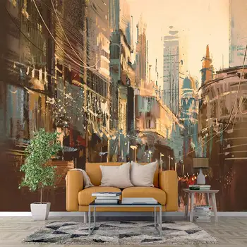 Ročno poslikano mesto ulici 3D dnevna soba, spalnica po meri samolepilne tapete zidana