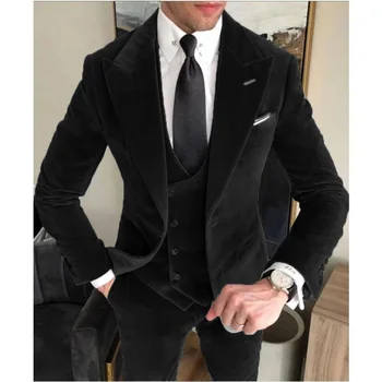 2023 Novo Črno Mens Obleke Za Poroko Custome Narejen Terno Masculino Ustreza Formalno Jopič Stranka Obleko Dva Kosa Obleko(Suknjič+Hlače)
