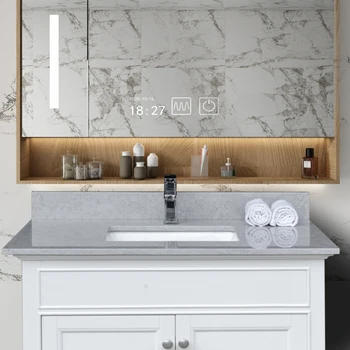 37 palcev kopalnica kamen nečimrnosti vrh calacatta sivo inženirstva barve marmorja z undermount keramični umivalnik in eno pipo luknja