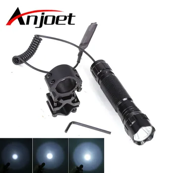 Anjoet Taktično Svetilko XM-T6 LED Svetilko 1 Način 5-Mode Svetlobe lanterna lampe Za 18650 Baterije Daljinski Tlak Preklopite Pištolo Mount