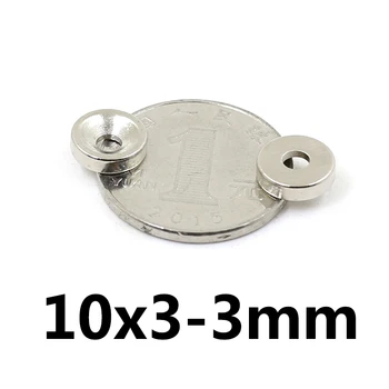 20/30/50PCS 10x3-3 mm Neodymium Magnetom 10x3 mm Luknja 3 mm N35 Krog Super Močan Izvrtino Trajni Magneti, Magnetni 10*3-3 mm