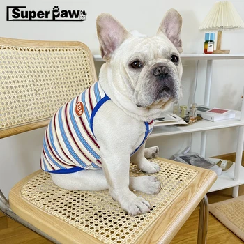 Novi francoski Buldog Pes Poletje Telovnik Trak T-shirt za Majhne, Srednje Pse Pug Corgi Chihuahua Pet Oblačila Kuža Kostum EBC01