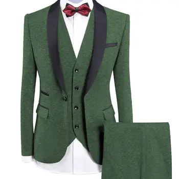 Nove Moške 3 Kos Volne Mehko Tweed Obleko, Ruto River Slim Fit Priložnostne Tuxedos Ženina Poročna Prilagojene Drees （Blazer+Telovnik+Hlače)
