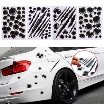 Avto Styling 3D Ponaredek Bullet Luknjo Nalepke Motoristična Čelada Telo Simulacije Nič Bullet Luknjo Nalepko Smešno Simbol Simbol Nalepke