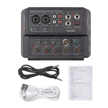 4-Kanalni Glasbeni Prenosni Mini Audio Mixer Živo Multi-funkcijo Mešalna USB Naprave za Snemanje Zvoka Glasbe Mešalnik Oprema
