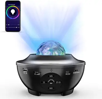 Daljinsko Noč Svetlobni Projektor Ocean Val Glas App Nadzor Bluetooth Zvočnik Galaxy 10 Pisane Svetlo Zvezdnato Scene