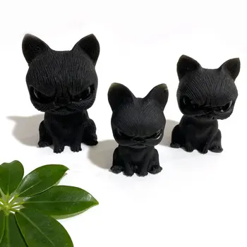Tam Velikost Črni Obsidian Ročno Izrezljane Pes Obliko Kip Srčkan Živali Za Reiki Healing Kamen Za Dom Dekoracijo&Prijatelji Darilo NXT
