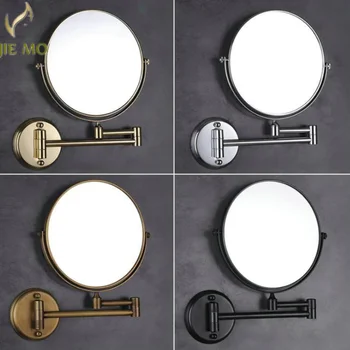 Kopel Ogledala 8 Palčni Krog 2 Obraza, 3 x Povečevalno Ogledala Kopalnico Zložljiva Ličila Ogledalo Medenina Bron Ogledalo