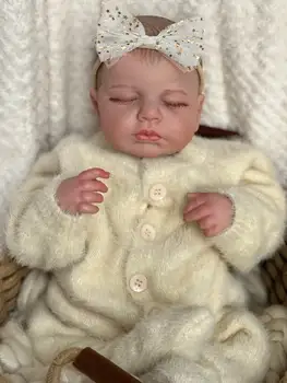 NPK 19 palca Loulou Prerojeni Baby Doll Ročno Veren Novorojenček Spi Mehki Ljubki Lutka s 3D Naslikal Kože, Vidne Žile