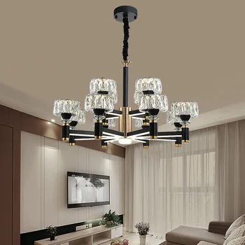 Nordijska luč luksuzni dnevna soba led kristalni lestenec sodobno minimalistično luksuzni jedilnico, spalnica zlati in črni stropne svetilke