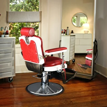 Frizerski Stol Usnje Blazine Prevelik Barber Z Roko Salon Stol Zložljive Frizerski Stol Rdeča