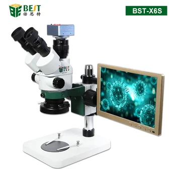 BST-X6S 6X-55X Nastavljiv Lab Stojalo Trinocular Stereo Mikroskop z 4K Kamera Za PCB Pregled Popravila Elektronskih Spajkanje