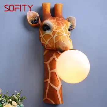 SOFITY Sodobna Notranja Stenska Svetilka LED Ustvarjalne Risanka Žirafa Smolo Rov Luč Za Dom otroška Spalnica Hodnik