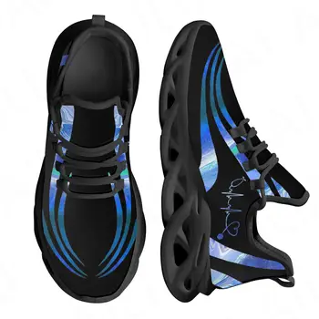 שחור פשוט מודפס תחרה עד נעלי ריצה נשים סניקרס אור רשת נשים של הנעלה חיצוני נעליים יומיומיות Zapatos
