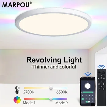 Ultra tanek LED Stropna Luč Za APLIKACIJO Remote Control 28W RGB Revolving Svetlobe Smart Stropne Svetilke Za Dom dekor