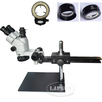 3,5 X-90X Simul osrednja Trinocular Izražanju Roko Steber Objemka 144-LED Stereo Zoom Mikroskop, Dolgo Težka Boom Tabela