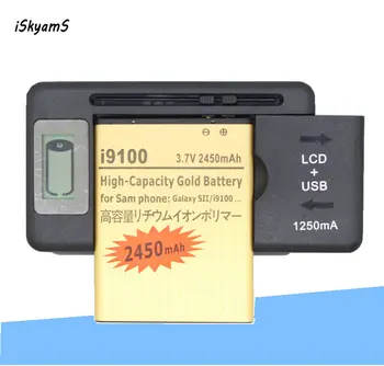iSkyamS 1x 2450mAh EB-F1A2GBU EBF1A2GBU Zlato Baterija +Polnilec Za Samsung Galaxy SII S2 I9100 I9103 i9050 B9062 I9108 M340S