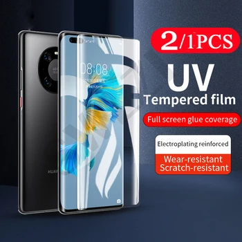 2/1Pcs 9D za Huawei P30 P40 mate 20 30 30E 40 RS 40E nova 7 8 pro plus UV kaljeno steklo zaščitno telefon zaslon patron film