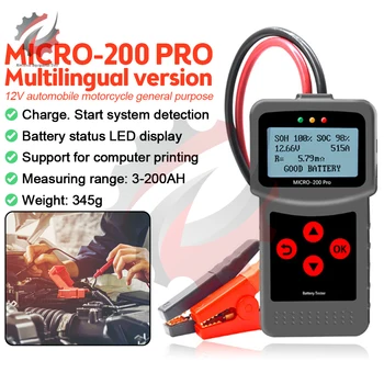 MIKRO-200 PRO Multi-Language Akumulator Tester Avtomobilskih Motocikel Baterije Notranja Upornost Življenje Analiza Start StopTester