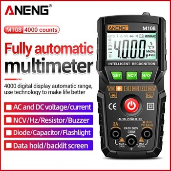 ANENG M108 Mini Digitalni Multimeter 4000 count AC/DC Električni Instrumenti Tester Samodejno Multimetro Digitalni Poklicno Meter