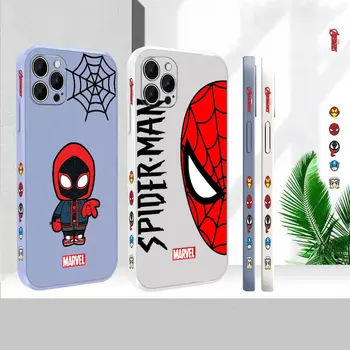 Tekoče Primeru Za iPhone 15 Pro Max Cover Za Apple iPhone 14 13 12 11 Pro Mini Max 7 8 Plus Marvel Avengers Smešno Spider-Man Primeru