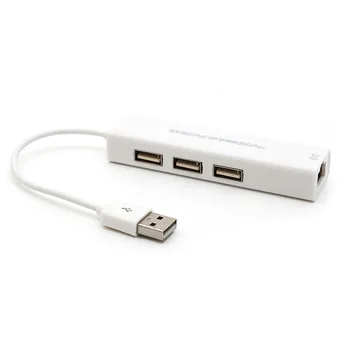 USB Ethernet s 3 Vrati USB HUB 2.0 priključek RJ45 Lan mrežno Kartico USB za Ethernet Adapter za Mac, iOS, Android, PC USB 2.0 HUB