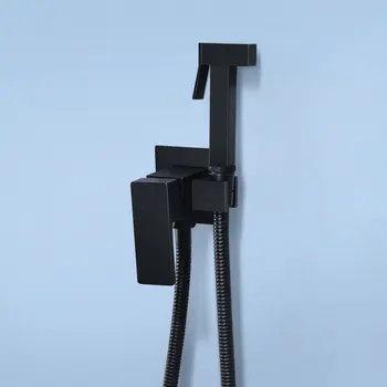 Skriti Kvadratnih Black Kopalnica Kotni Ventil za Pralni stroj Vode iz Pipe Stop Pipo, Wc Medenina Ženska Pranje Spray komplet