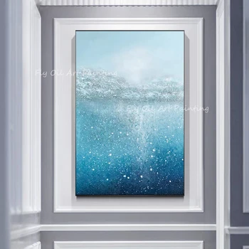 Preprost ocean mornarice povzetek lepo teksturo pokrajine Abstraktnih 100% Ročno Poslikane Oljno sliko brez okvirja Seascape Stenske Umetnine