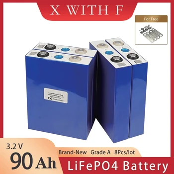 8PCS 3.2 V 90Ah LiFePO4 Baterije, Mobilni Paket popolnoma Nova Polnilna 100% Polno Zmogljivost Litij-Ionska Fosfat za RV EU NAS brez DAVKA