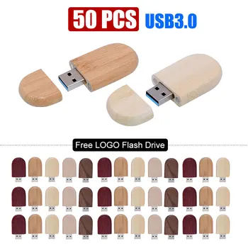 50pcs USB 3.0 lesene pen drive Brezplačno po meri logo USB Flash Drive Bambusa Pendrive Poročno darilo Memory stick 128GB 32GB 64GB