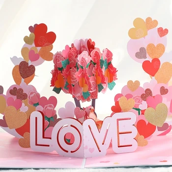3D Romantično Srce Drevo voščilnico Set za Rojstni dan Praznik Predstavi Dobave
