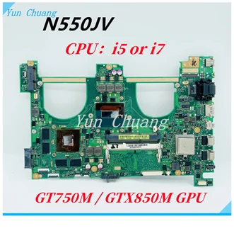 N550JV Mainboard Za ASUS N550JV N550JK N550JX N550J G550JK G550JX Prenosni računalnik z matično ploščo Z i5/i7 CPU GT750M/GTX850M GPU DDR3L