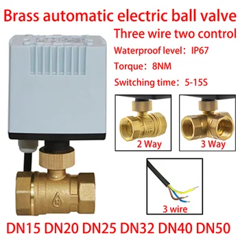 Avtomatski električni krogelni ventil pogon AC 220V tri žice, dve-nadzor 2-way 3-stezni notranji navoj DN15 DN20 DN25 DN32 DN40 DN50
