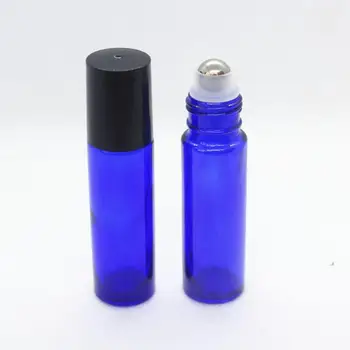 Kobalt Modra 10 ml Stekleno kroglico Parfum Steklenice iz Nerjavečega Jekla Roller Ball Prazno Eterično Olje, Posodo LX3818