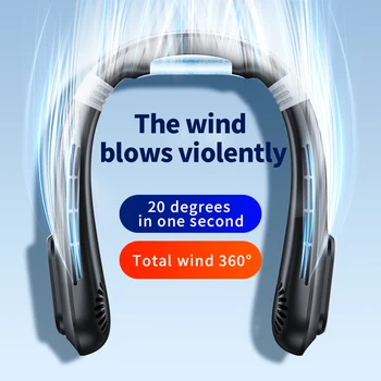 Bladeless Visi Vratu Fan LED Digitalni Zaslon 3000mAh Vrat Hladilni Ventilator 3-hitrost Vetra, Zračni Hladilnik, USB za Polnjenje Električni Ventilatorji