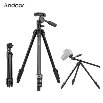 Andoer Profesionalne Video Stativ Horizontalno Mount Kamera Stojalo s 3-Steznimi Pan Nagib Glave za DSLR Fotoaparate za Canon, Nikon, Sony