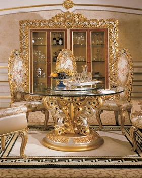 Evropska okrogla miza francoski masivnega lesa okrogla miza Luksuzni restavraciji jedilno mizo za šest vklesan stoli jedilnico po meri