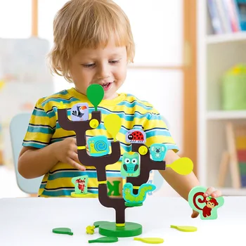 Nove lesene otroci imajo zložljiva drevo bilance bloki starš-otrok interakcije živali spoznavanja visoke lesene igrače, zložljivi