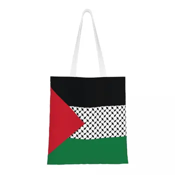Moda Palestine Zastavo Nakupovanje Tote Vrečke Recikliranje Palestinskih Hatta Kufiya Vzorec Trgovina Platno Varovanec Torba