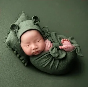 Novorojenček Fotografija Rekvizitov, Zavijanje Vrečko Baby Polno Luno, Ki Je Fotografija Ozadje Kostum Klobuk Studijskega Odejo